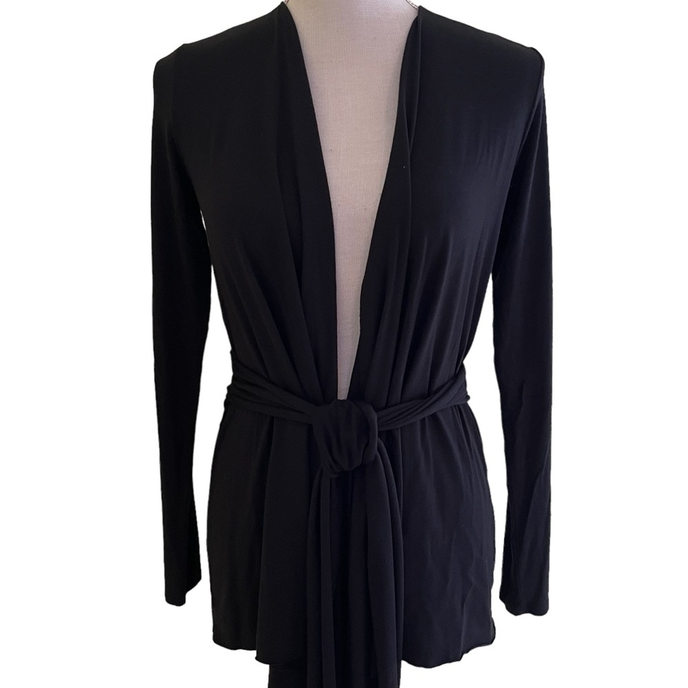 Rachel Pally Black Long Sleeve Tie Front Knit Cardigan S